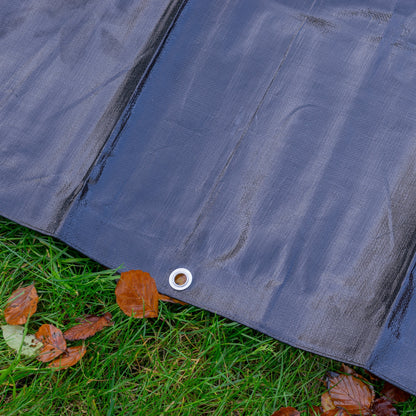 Black Silver L-Grade Tarpaulin 3m x 3m Heavy Duty Outdoor Sheet Waterproof Sheet