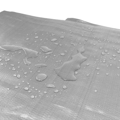 Silver XL-Grade Tarpaulin 3m x 5m Waterproof Tarpaulin Cover Reinforced Eyelets