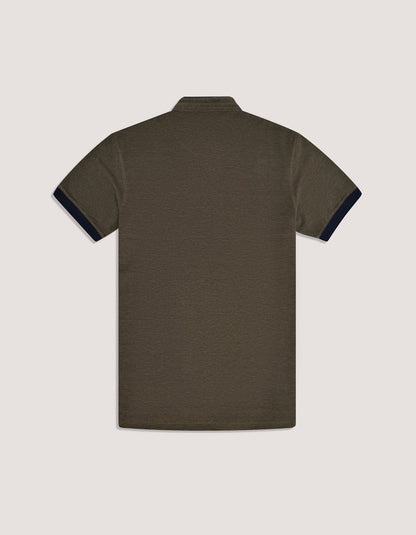Contrast Navy Stand Collar Polo Shirt