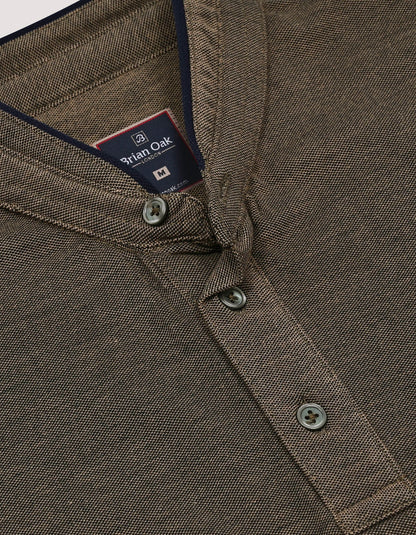 Contrast Navy Stand Collar Polo Shirt