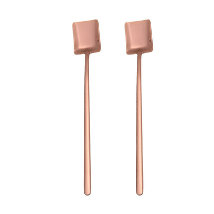 2 PCS Stainless Steel Spoon Creative Coffee Spoon Bar Ice Spoon Gold Plated Long Stirring Spoon, Pointed Spoon Silver, Square Spoon Silver, Round Spoon Gold, Pointed Spoon Gold, Square Spoon Gold, Pointed Spoon Rose Gold, Square Spoon Rose Gold