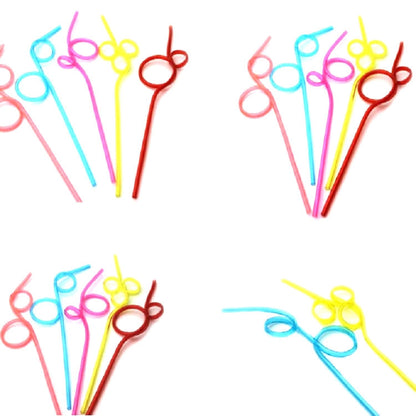 10 PCS Creative Plastic Curved Straws, Random Color Style Delivery, Plastic Curved Straws