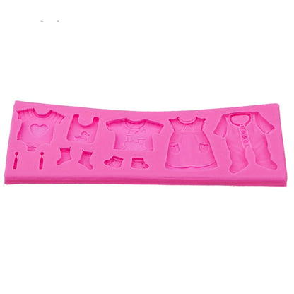 2 PCS Baking Mold Baby Shoes Fondant Cake Mold Kid Clothes Silicone DIY Chocolate West Point Mold, Kid Clothes Shape