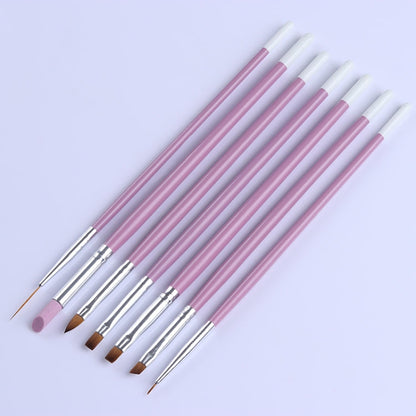 7pcs /Set Nail Painting Stretcher Brush Sculpting And Sharpening Pen Manicure Tool