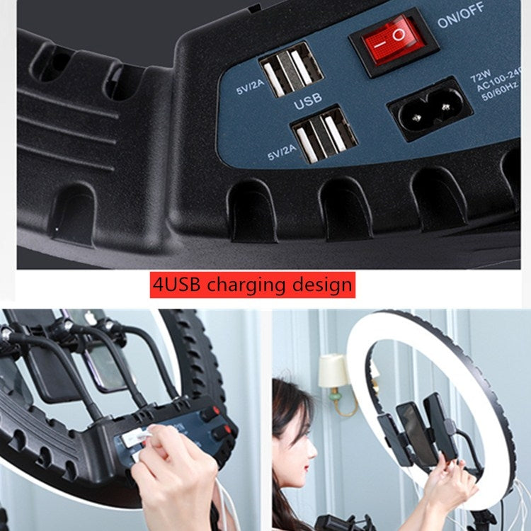 HQ-21N 21 inch 52.5cm LED Ring Vlogging Photography Video Lights Kits with Remote Control & Phone Clamp & 2.1m Tripod Mount, EU Plug, 21 inch