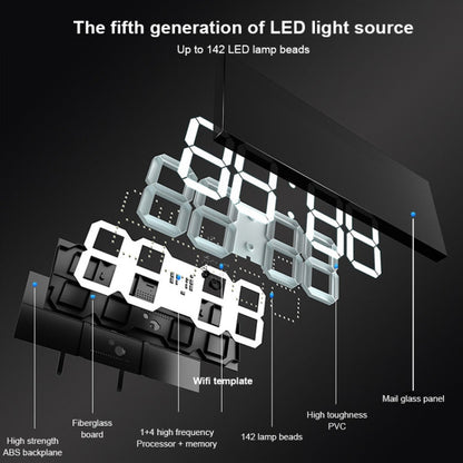 LED Digital Clock Living Room Wall Clock Creative WIFI Clock US Plug, 4 Bit WIFI Hollow White, 4 Bit WIFI Hollow Red, 4 Bit WIFI Sealed Box White
