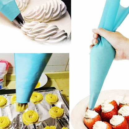 4 PCS Silicone Icing Piping Cream Pastry Bag Nozzle DIY Cake Decorating Tools, Cream Pastry Bag(Blue), Cream Pastry Bag(White), Cream Pastry Bag(Pink), Cream Pastry Bag(Green)