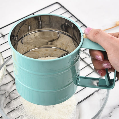 Stainless Steel  Flour Sieve Baking Tool Hand-Pressed Flour Sieve