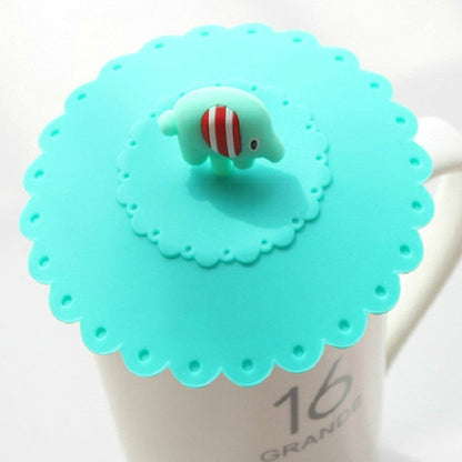 Cartoon Elephant Dustproof and Leakproof Silicone Cup Lid, Elephant