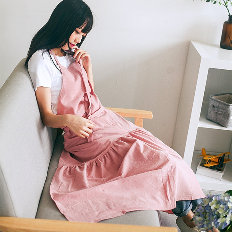 Cotton Linen Fishtail Long Slim Fit Apron Florist Manicure Shop Overalls