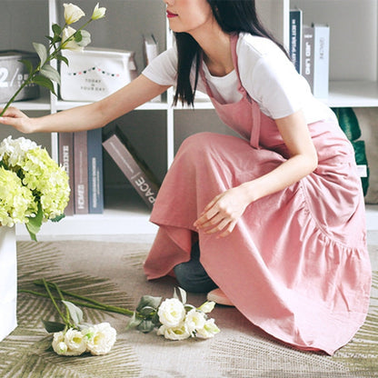 Cotton Linen Fishtail Long Slim Fit Apron Florist Manicure Shop Overalls