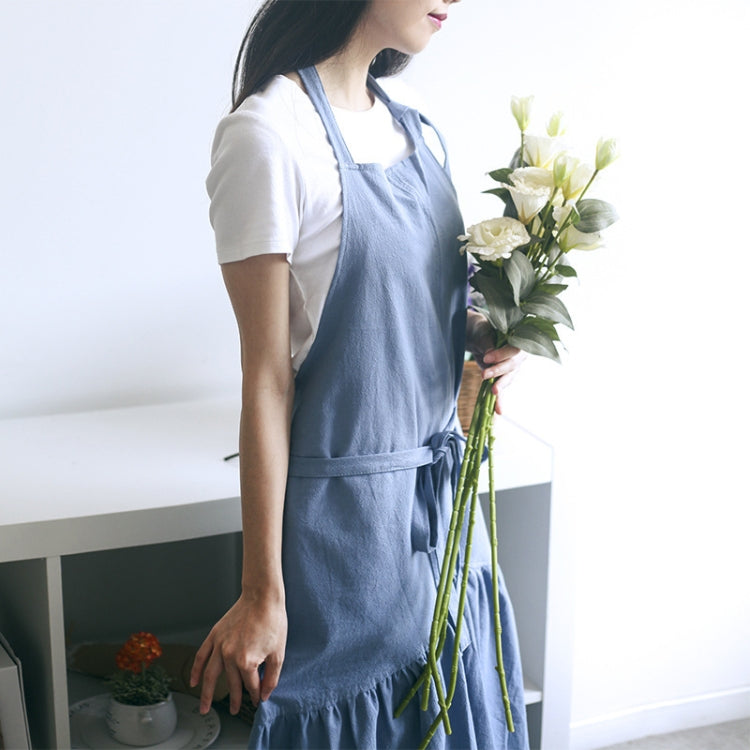 Cotton Linen Fishtail Long Slim Fit Apron Florist Manicure Shop Overalls