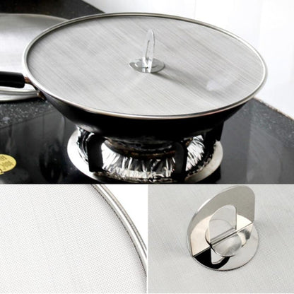 Stainless Steel Oil Proof Cover Fried Oil Splash Proof Net Cover Pizza Tray Kitchen Gadget, 33cm Oil Proof Cover