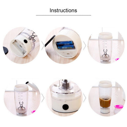 600ML Mixer Water Bottle Portable Electric Protein Automatic Creative Coffee Milk Cup
