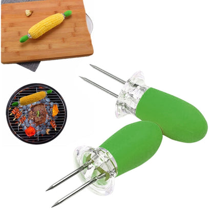 5 Pairs Outdoor BBQ Stainless Steel Corn Fork Fruit Fork Corn Device