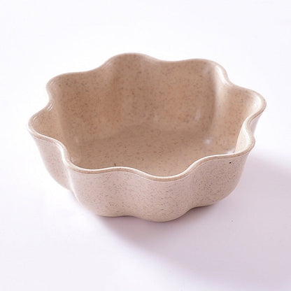5 PCS Creative Plum Shape Dishes Wheat Straw Seasoning Dish Snack Plate Chili Sauce Ketchup Dressing Salt Dish,Size:7x7x2.5cm