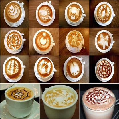 32 PCS Coffee Stencil Filter Coffee Maker Cappuccino Mold Templates Strew Flowers Pad Spray Art Baking Tools, 32 PCS