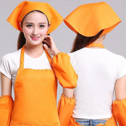 Waiter Men and Women Kitchen Work Turban Hat Triangle Scarf Chef Hat, Adjustable