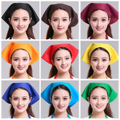 Waiter Men and Women Kitchen Work Turban Hat Triangle Scarf Chef Hat, Adjustable