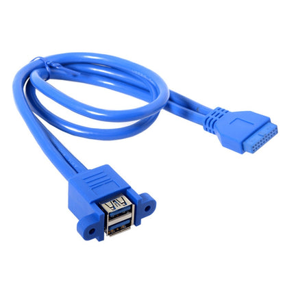 Motherboard 20pin Turn Double USB3.0 Extension Cable  with Ear Baffle Cable, Blue
