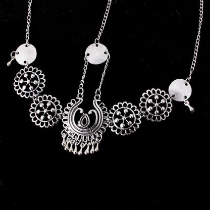 Silver Vintage Tassel Hair Jewelry Metal Coin Headband Long Punk Head Chain Piece Forehead Headpiece