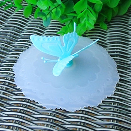 2 PCS Creative Dustproof Silicone Butterfly Transparent Lace Cup Cover, Pink, Yellow, Blue