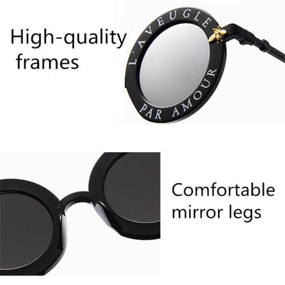 Women Vintage Round Frame Gradient Shades Sun Glasses, Transparent, Black Gray, Orange, Silver, Yellow, Pink, Black and Pink