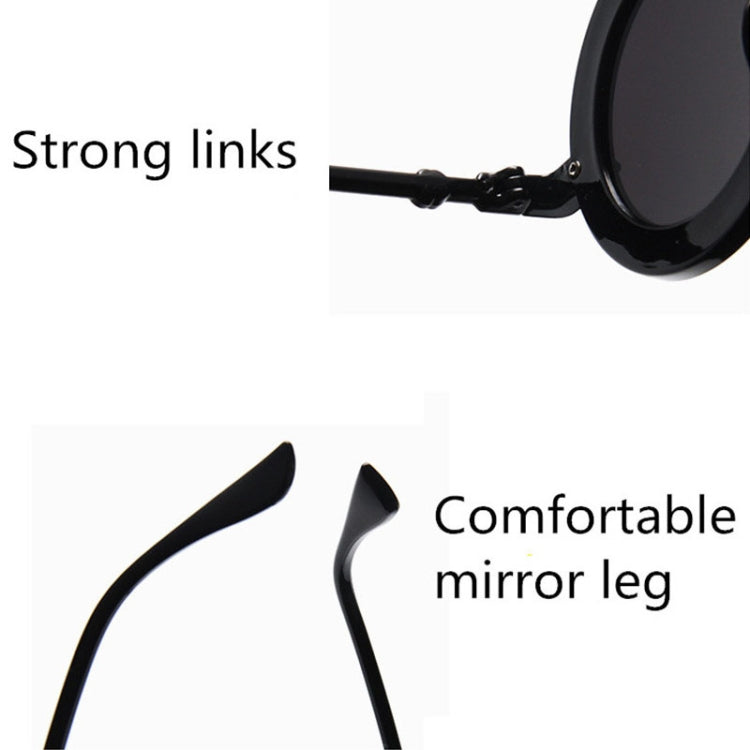 Women Vintage Round Frame Gradient Shades Sun Glasses, Transparent, Black Gray, Orange, Silver, Yellow, Pink, Black and Pink