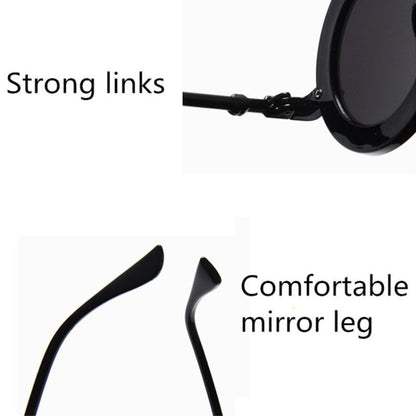 Women Vintage Round Frame Gradient Shades Sun Glasses, Transparent, Black Gray, Orange, Silver, Yellow, Pink, Black and Pink