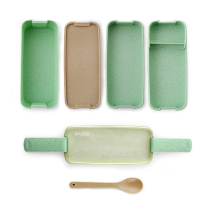 900ml 3 Layers Bento Box Lunch Box Food Container Wheat Straw Material Microwavable Dinnerware Lunchbox
