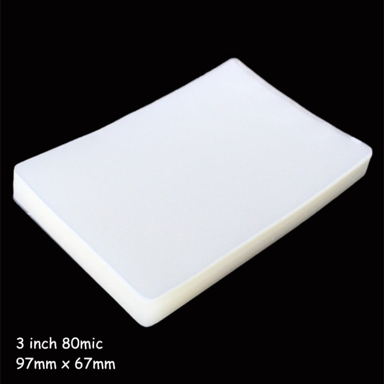 100pcs / Pack 3 Inch 80mic Thickness Clear Laminating Film Plastic film, 3 Inch 80mic