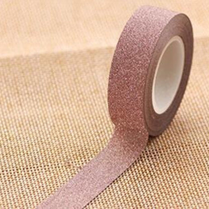 Flash Washi Sticky Paper Tape Label DIY Decorative Tape, Length: 10m, Golden Yellow, Rose Red, Sky Blue, Skin Pink, Orange, Green, Pink, Silver, Royal Blue, Coffee, Black, Floral, Light Gold, Jasper, Dark Blue