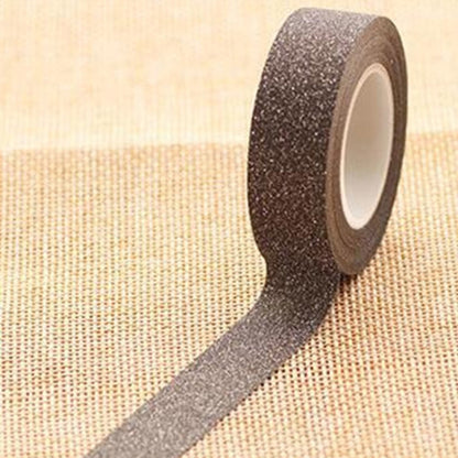 Flash Washi Sticky Paper Tape Label DIY Decorative Tape, Length: 10m, Golden Yellow, Rose Red, Sky Blue, Skin Pink, Orange, Green, Pink, Silver, Royal Blue, Coffee, Black, Floral, Light Gold, Jasper, Dark Blue