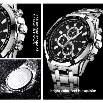 CURREN 8023 Men Stainless Steel Analog Sport Quartz Watch, White case white face, Silver case gold face, Silver case gold ring black face, Black case white face, Black case black face, Black case gold ring white face, Black case gold face              ...