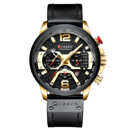 CURREN M8329 Casual Sport Leather Watch for Men, Rose blue, Rose black, Gold black, Black Khaki, White black