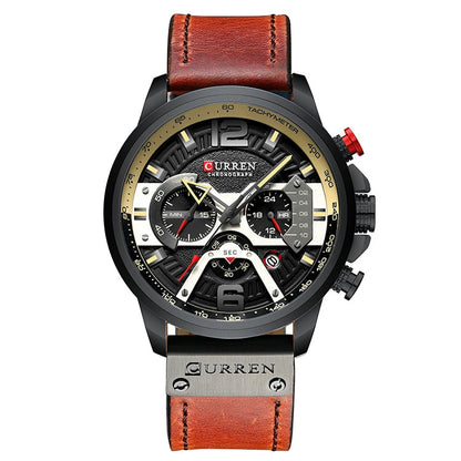CURREN M8329 Casual Sport Leather Watch for Men, Rose blue, Rose black, Gold black, Black Khaki, White black