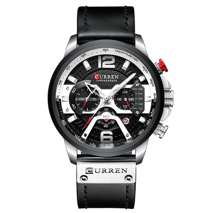 CURREN M8329 Casual Sport Leather Watch for Men, Rose blue, Rose black, Gold black, Black Khaki, White black