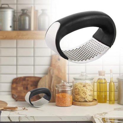 Stainless Steel Garlic Presser Manual Garlic Mincer Chopping Garlic Tools, Garlic Presser(Black)