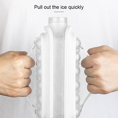 2 in 1 Round Ice Cube Mold Portable Ice Ball Maker Bottle Kettle with Lid White, 17 Grid