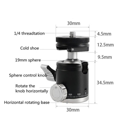 BEXIN K-19 Multifunctional Aluminum Alloy Cold Shoe Ball Head Tripod Mount, K-19