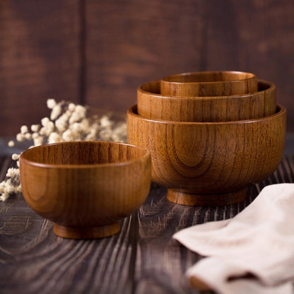 Adult Children Jujube Solid Wood Bowl Soup Noodle Bowl Household Tableware, Diameter 9.5 cm, Diameter 10.5 cm, Diameter 11.5 cm, Diameter 13 cm