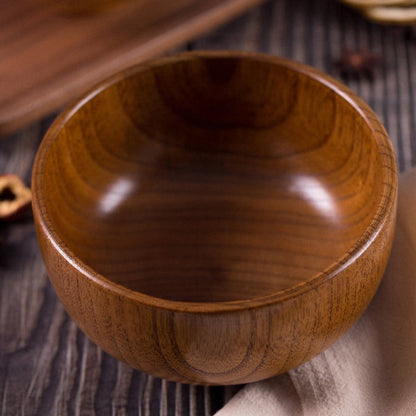 Adult Children Jujube Solid Wood Bowl Soup Noodle Bowl Household Tableware, Diameter 10.5 cm, Diameter 11.5 cm