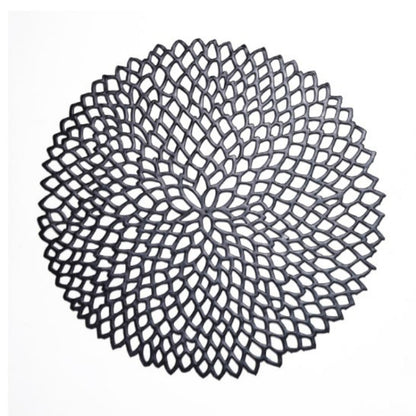 Table Bowl Mats Home Decor Placemat For Dining Table PVC Plastic Hollow Insulation Round Baroque Mediterranean Coaster Pads