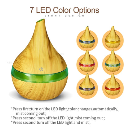 300ml USB Electric Aroma Air Diffuser Wood Ultrasonic Air Humidifier Essential Oil Aromatherapy Cool Mist Maker