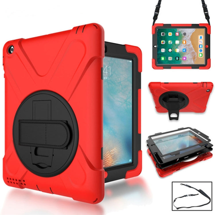 360 Degree Rotation Silicone Protective Cover with Holder and Hand Strap and Long Strap, for iPad 9.7 (2017) & (2018), for iPad Pro 9.7, for iPad 6 / iPad Air 2, for iPad 5 / iPad Air, for iPad Pro Air 3 10.5 （2019）, for iPad Pro 12.9 (2018)           ...