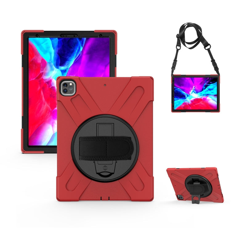 360 Degree Rotation Silicone Protective Cover with Holder and Hand Strap and Long Strap, for iPad 9.7 (2017) & (2018), for iPad Pro 9.7, for iPad 6 / iPad Air 2, for iPad 5 / iPad Air, for iPad Pro Air 3 10.5 （2019）, for iPad Pro 12.9 (2018)           ...