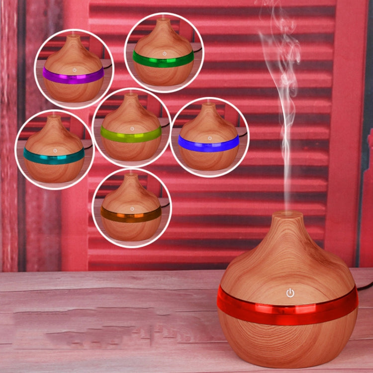 300ML Waterdrop Shape USB Wood Grain Aromatherapy Air Purifier Mute Humidifier, Deep Wood Grain