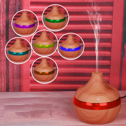 300ML Waterdrop Shape USB Wood Grain Aromatherapy Air Purifier Mute Humidifier, Deep Wood Grain