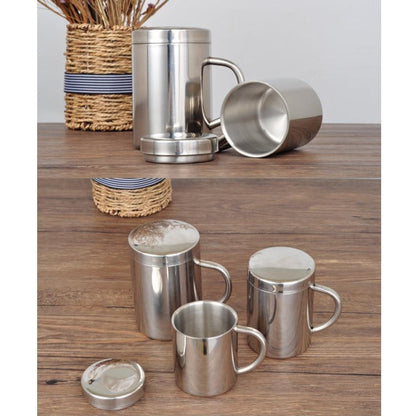 304 Stainless Steel Double Insulation Coffee Drink Milk Water Mugs Durable Drinking Cup with Lid, 304 Stainless Steel 200ml, 304 Stainless Steel 300ml, 304 Stainless Steel 400ml