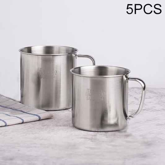 5 PCS Extra Thick 304 Stainless Steel Cup Children's Mouth Cup with Handle Cover Household adult Drinking Water Cup, 7cm without cover, 8cm with cover, 9cm with cover, 10cm with cover, 11cm with cover, 12cm with cover